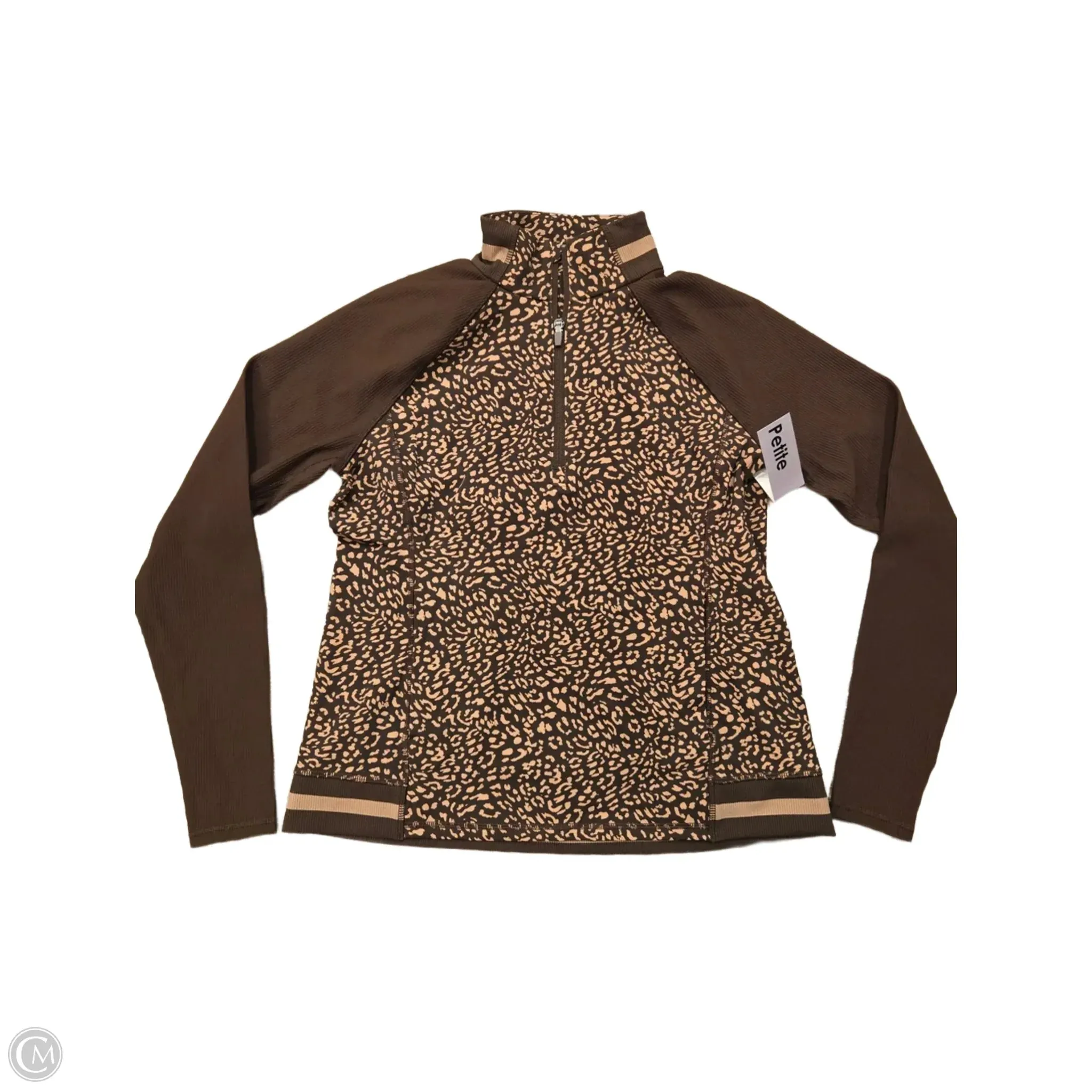 Waist Belt Flexible Knit Athletic Jacket By Talbots In Brown, Size: Mp