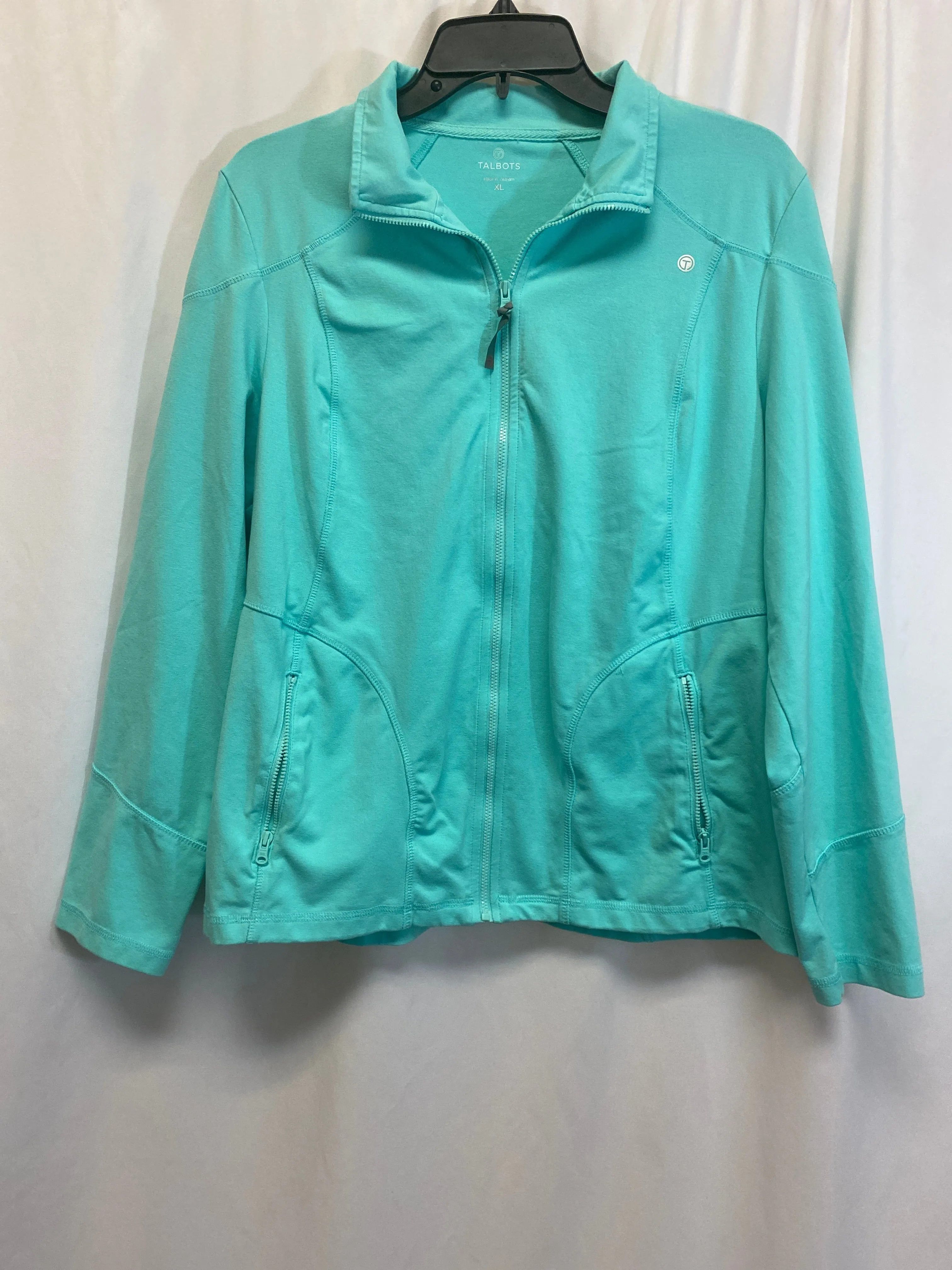 Athletic Jacket By Talbots In Teal, Size: Xl Classic Fit Cut One Color