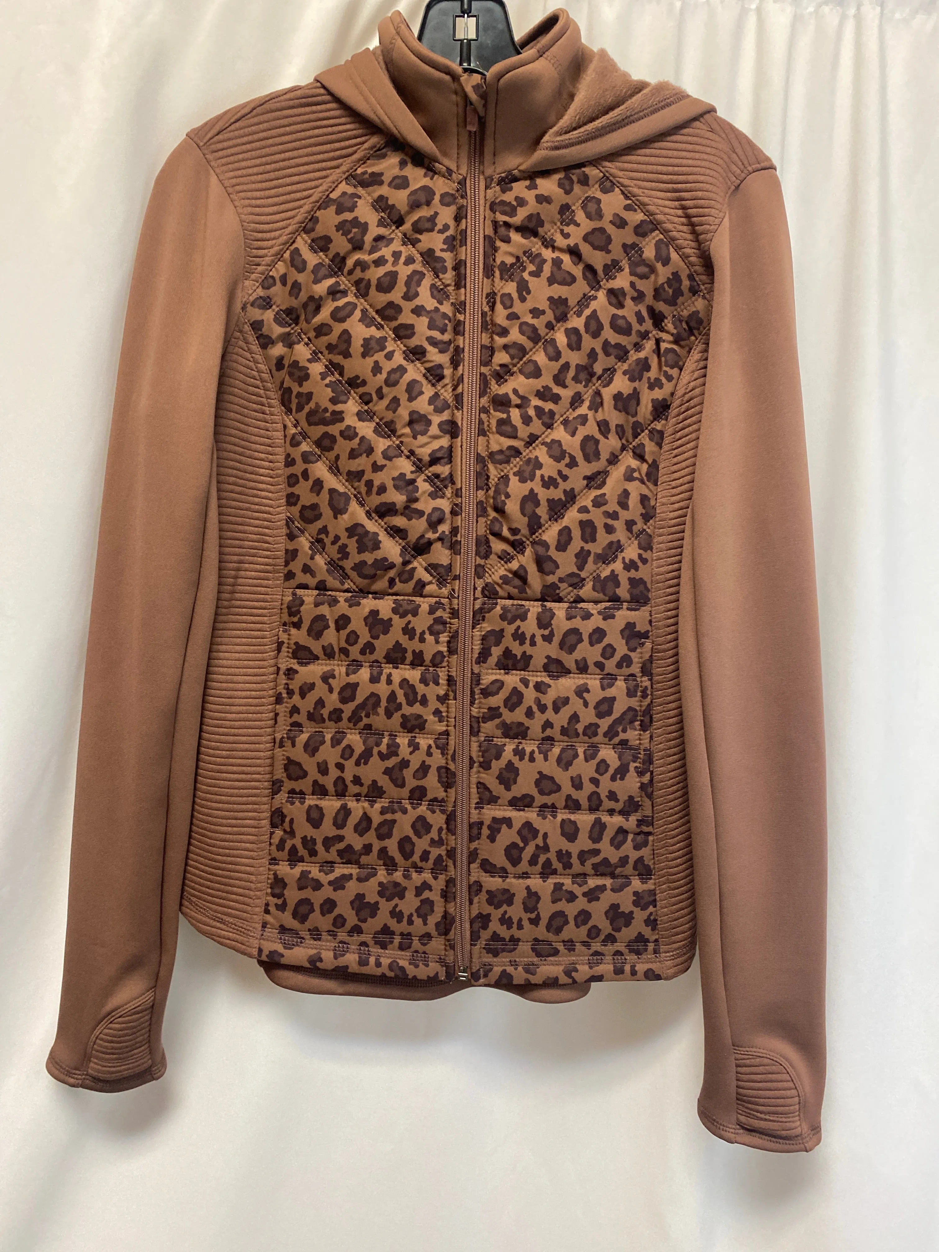 High Collar Design Athletic Jacket By Tek Gear In Brown, Size: S