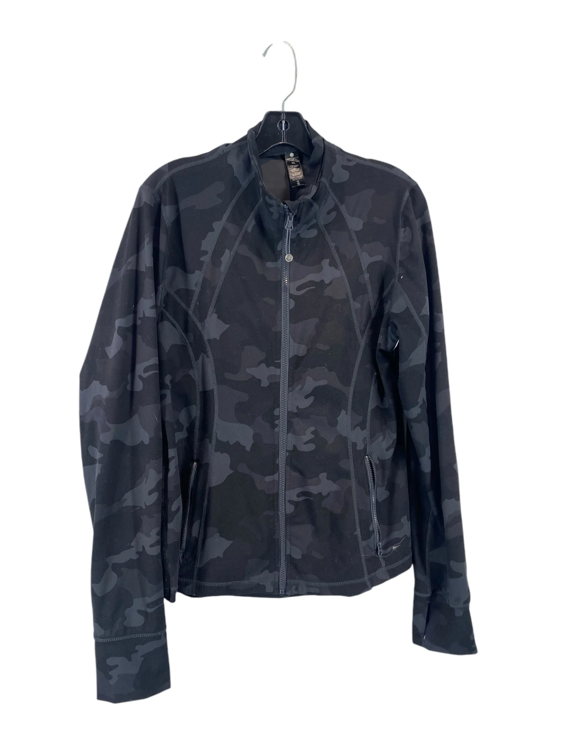 Autumn Vibe AdjustableHood Athletic Jacket By Yogalicious In Black, Size: Xl