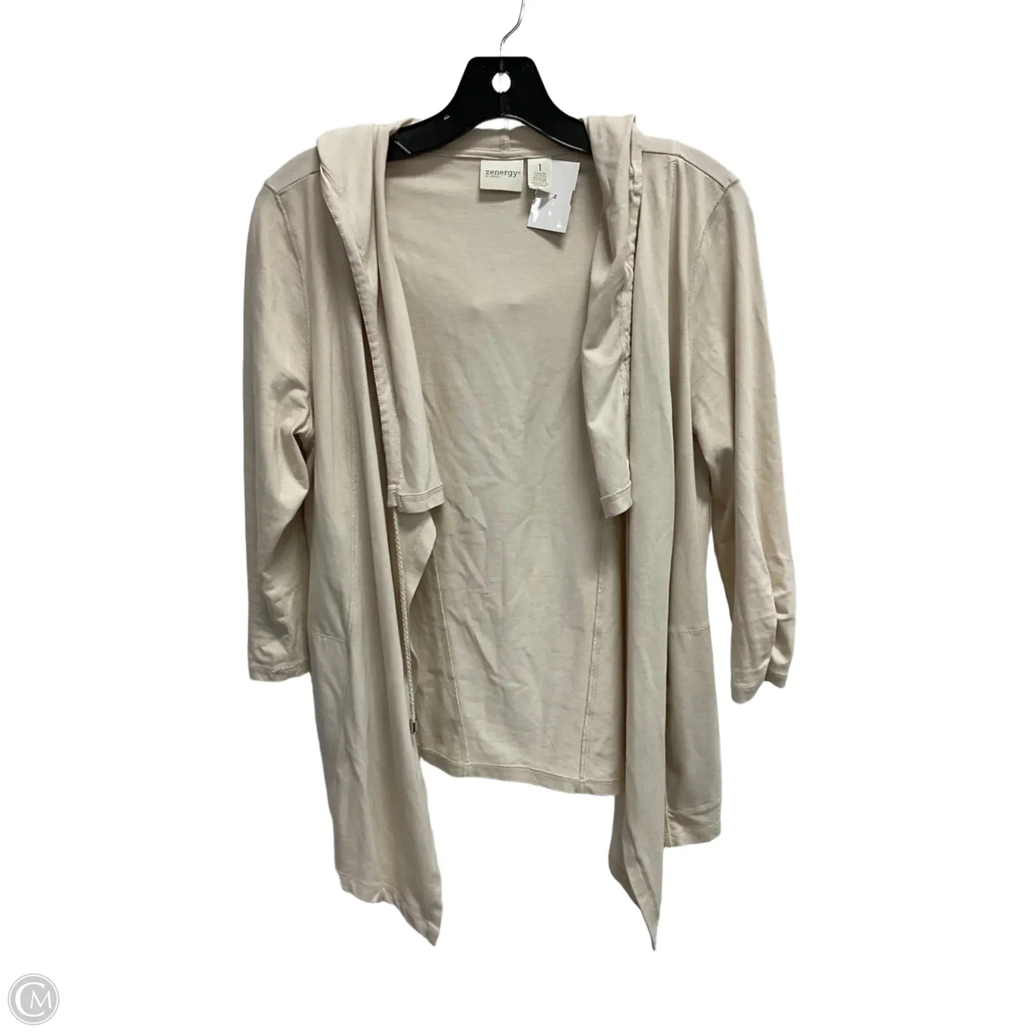 Athletic Jacket By Zenergy By Chicos In Beige, Size: M Fleece Backing