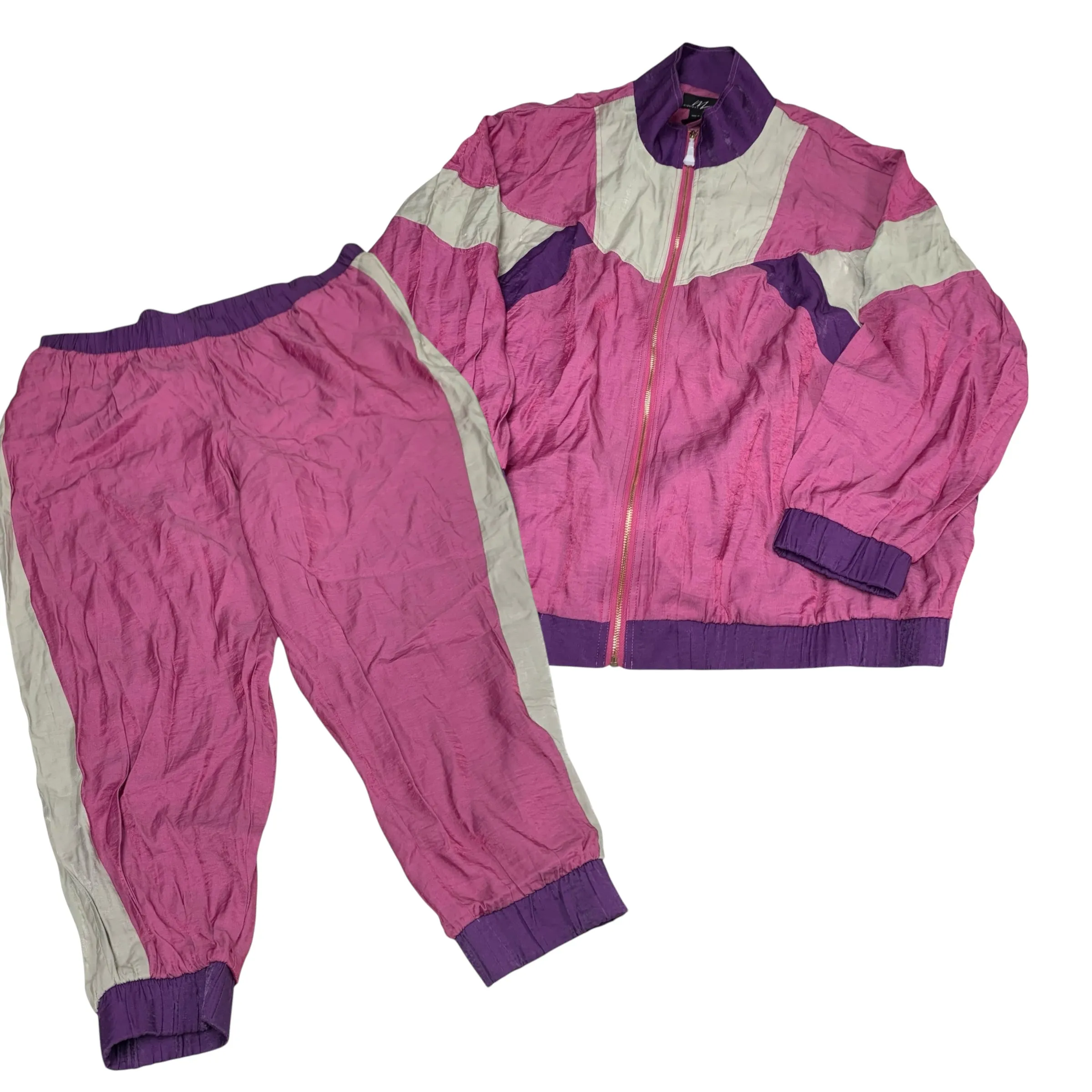 Athletic Pants 2pc By Midnight Velvet In Pink & Purple, Size: 3x Rubberized Hem Breathable Layer