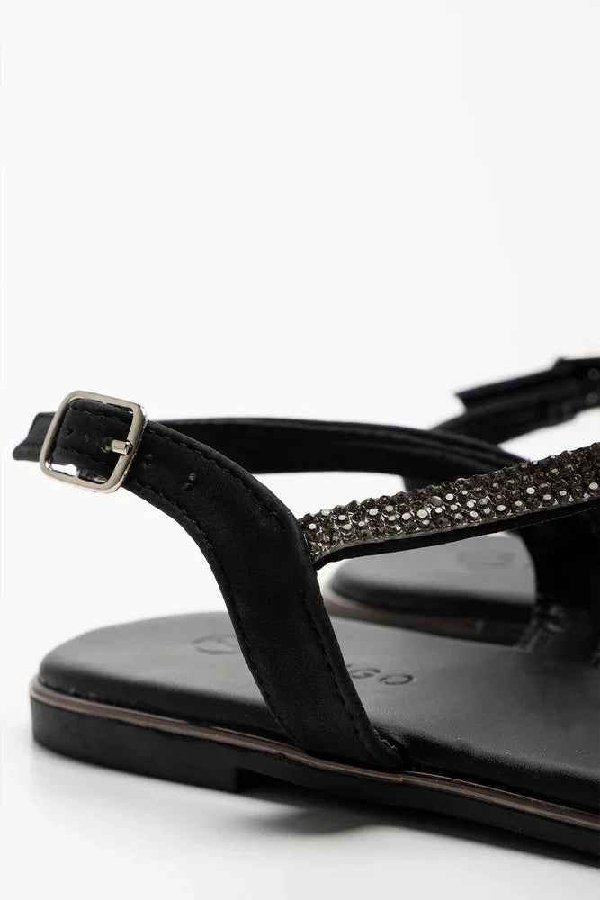 Flexible Outsole Flexible Motion Diamante Thong Sandal Black