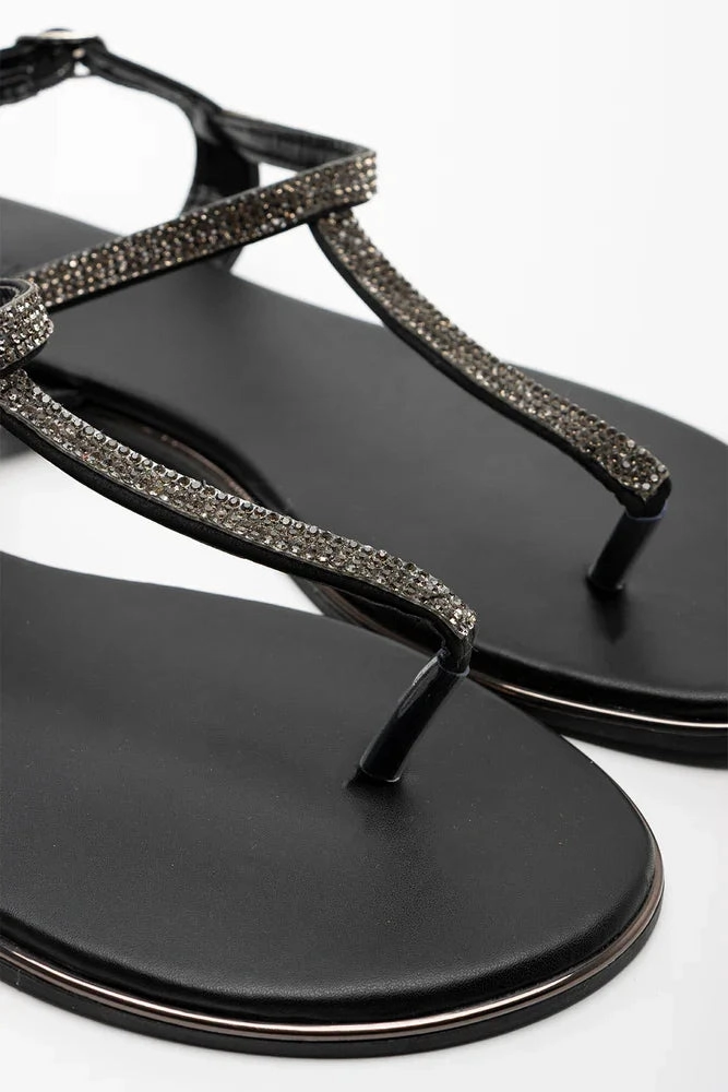 Diamante Thong Sandal Black Natural foot movement