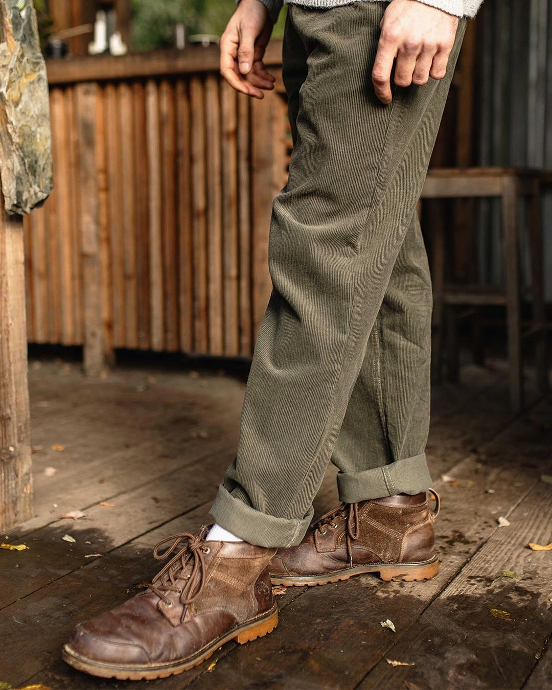 Adventurer Cord Trouser - Dusty Olive Seasonless wear Wrinkle resistant fabric