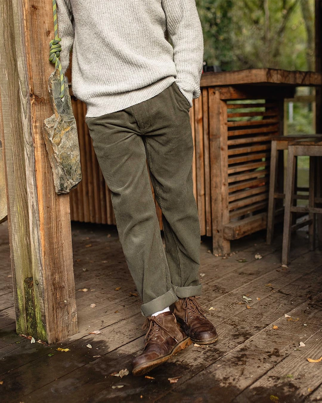 Flexible Performance Adventurer Cord Trouser - Dusty Olive