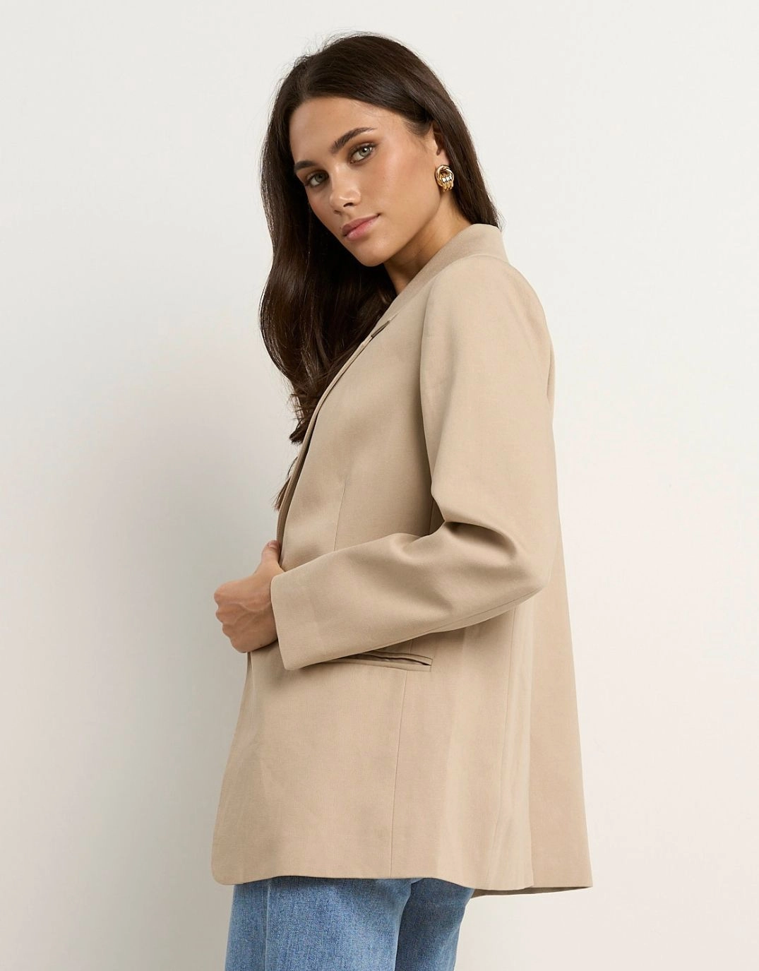 Atlantic Lyocell Cotton Classic Blazer - Taupe Multi Pocket System Windproof Material