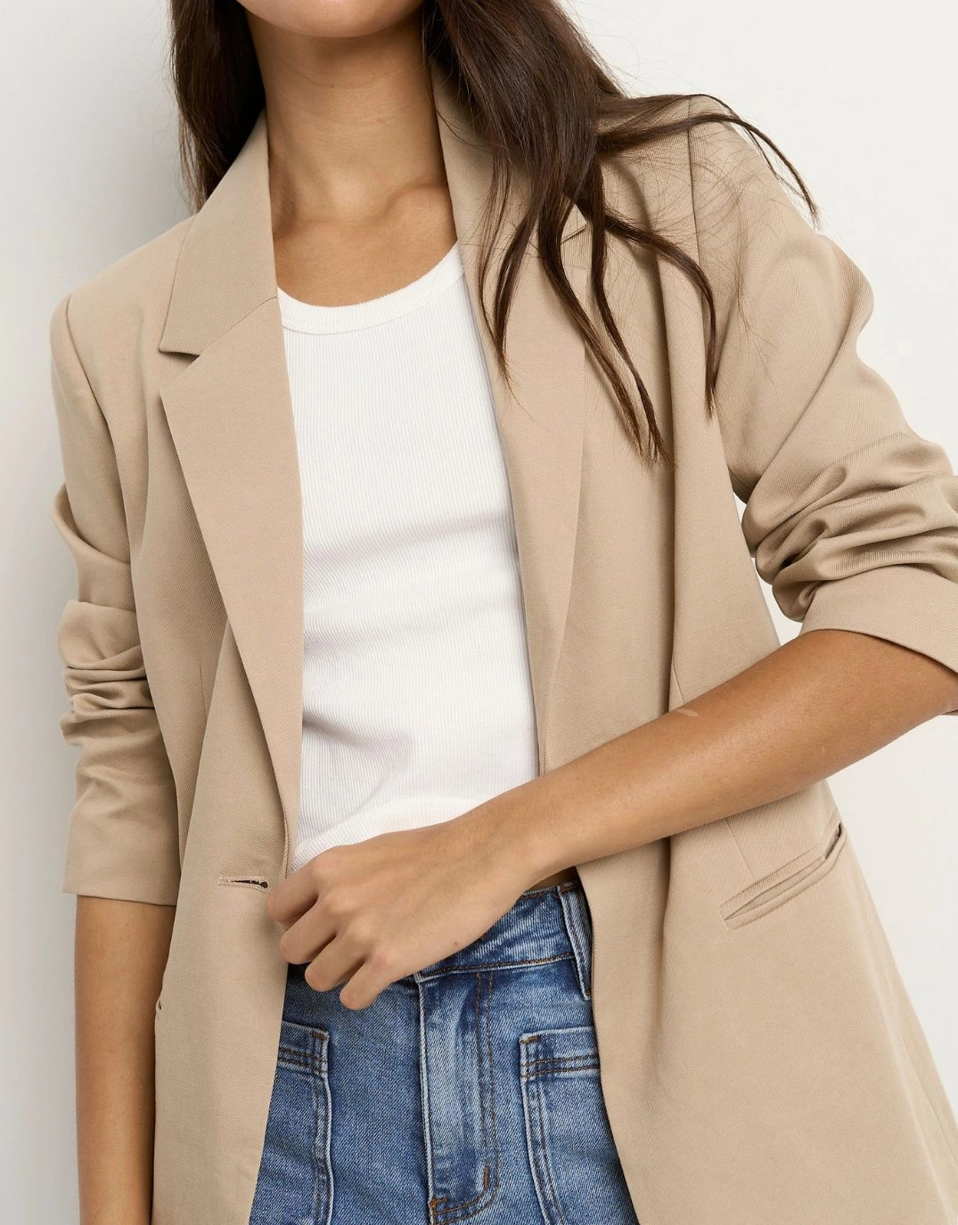 Modern Fit Taped Edges Atlantic Lyocell Cotton Classic Blazer - Taupe