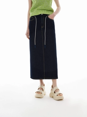Oversized style Creative Look Back Slit Denim Skirt