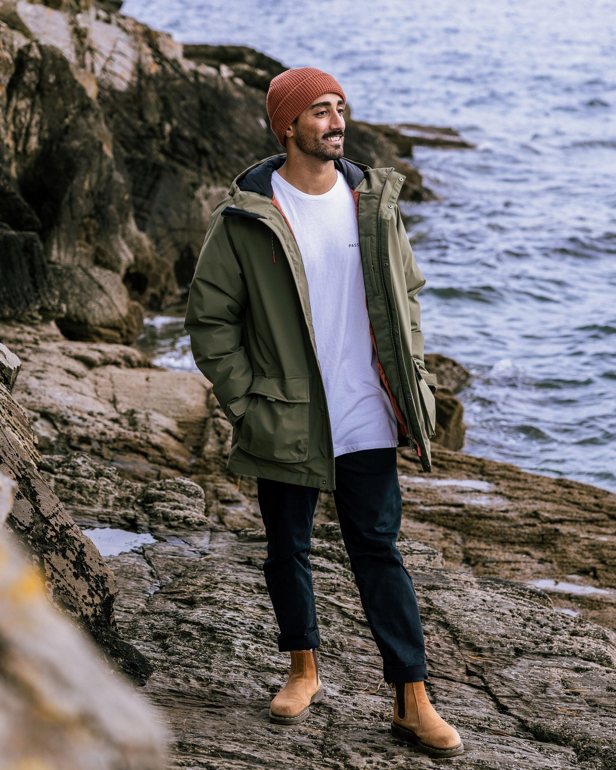 Baltic Recycled Insulated Parka - Khaki Low Profile Logoing Stormproof Zipper