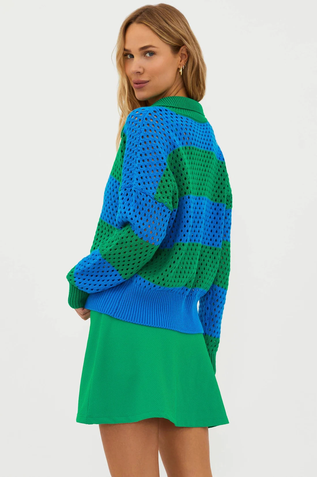 Flexible Ribbing Zigzag Stitch Detail BEACH RIOT | Wynn Top - Garden Green
