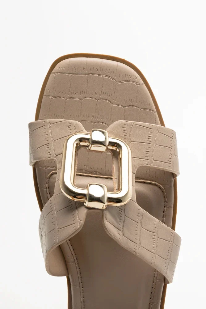 Cut Out Mule Sandals Natural Clean Lines