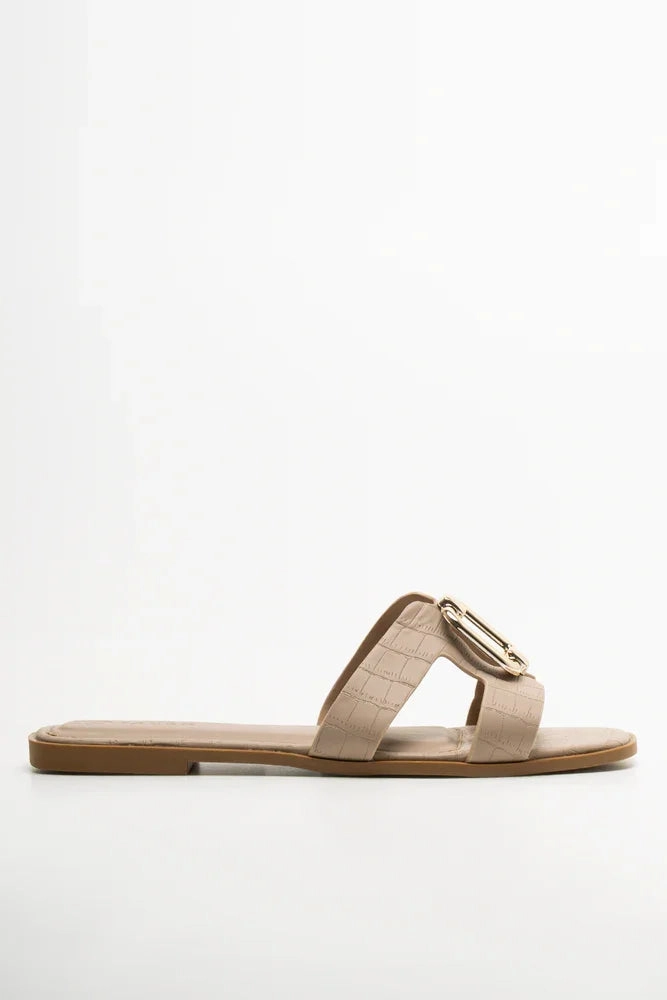 Cut Out Mule Sandals Natural adjustable shoes