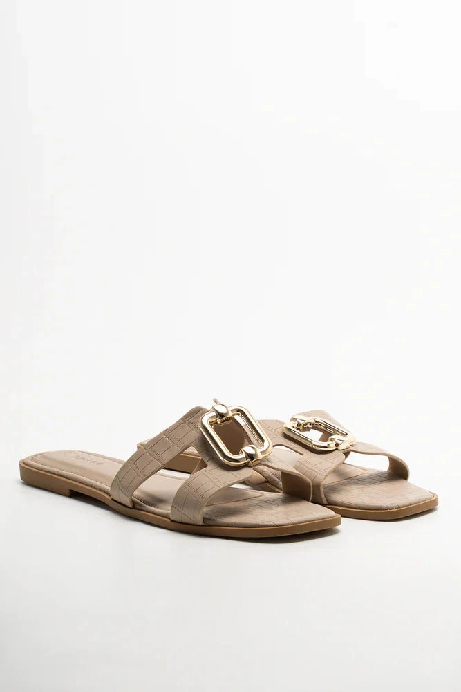 Daily Wear Shoes Cut Out Mule Sandals Natural