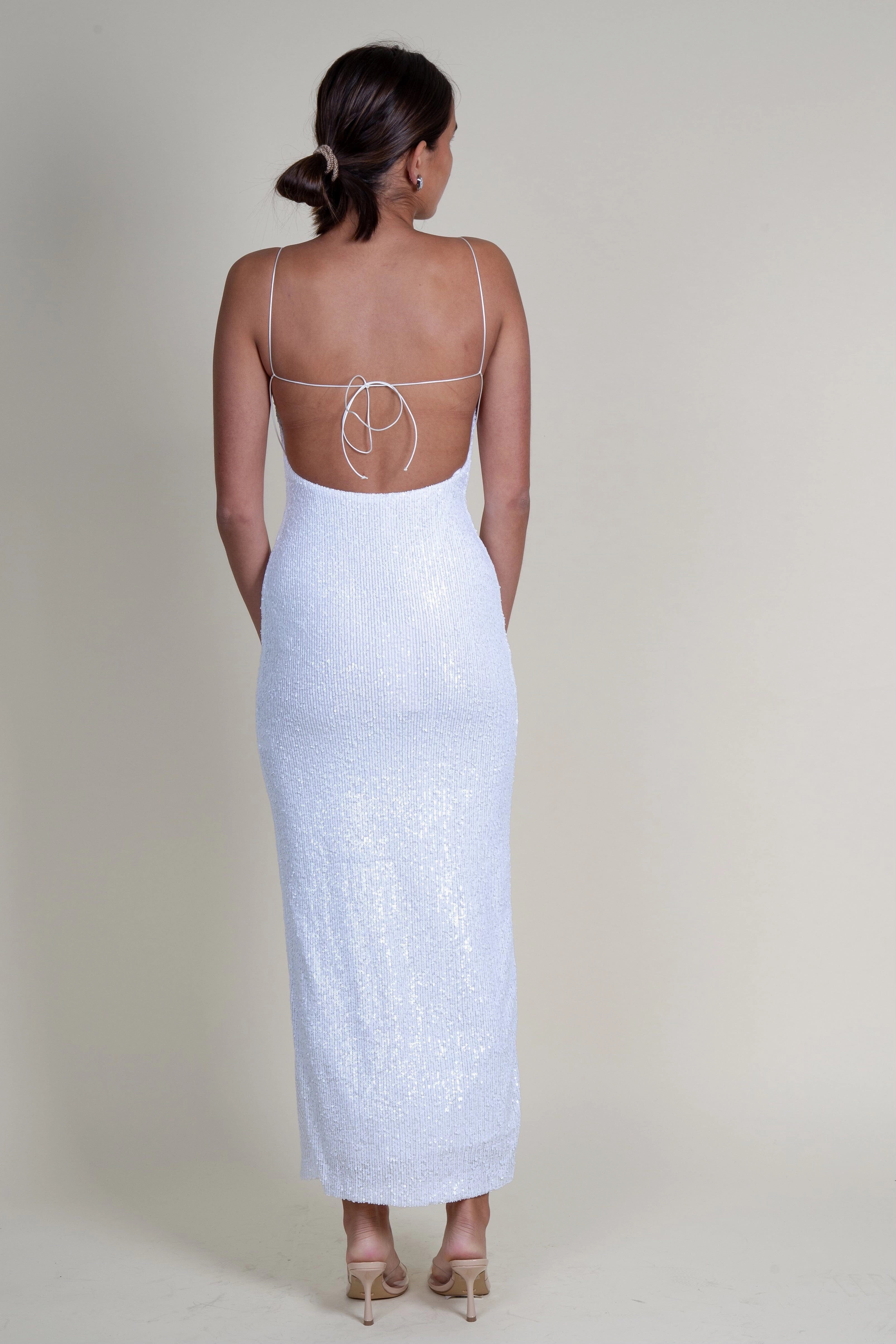 BEC   BRIDGE | Aaliyag Sequin Maxi Dress - White Timeless Wear Chill Vibes