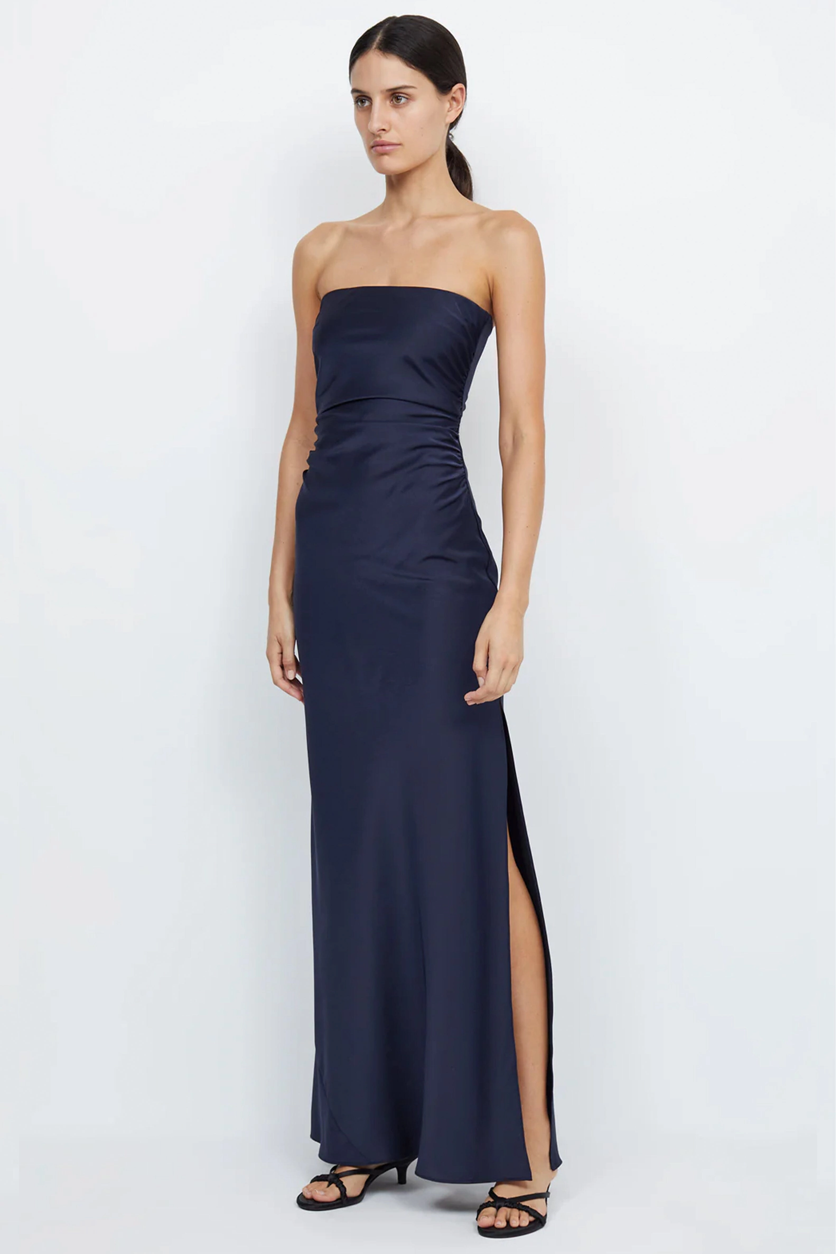 BEC   BRIDGE | Eternity Strapless Maxi - Ink Modern and Stylish Nature Glow