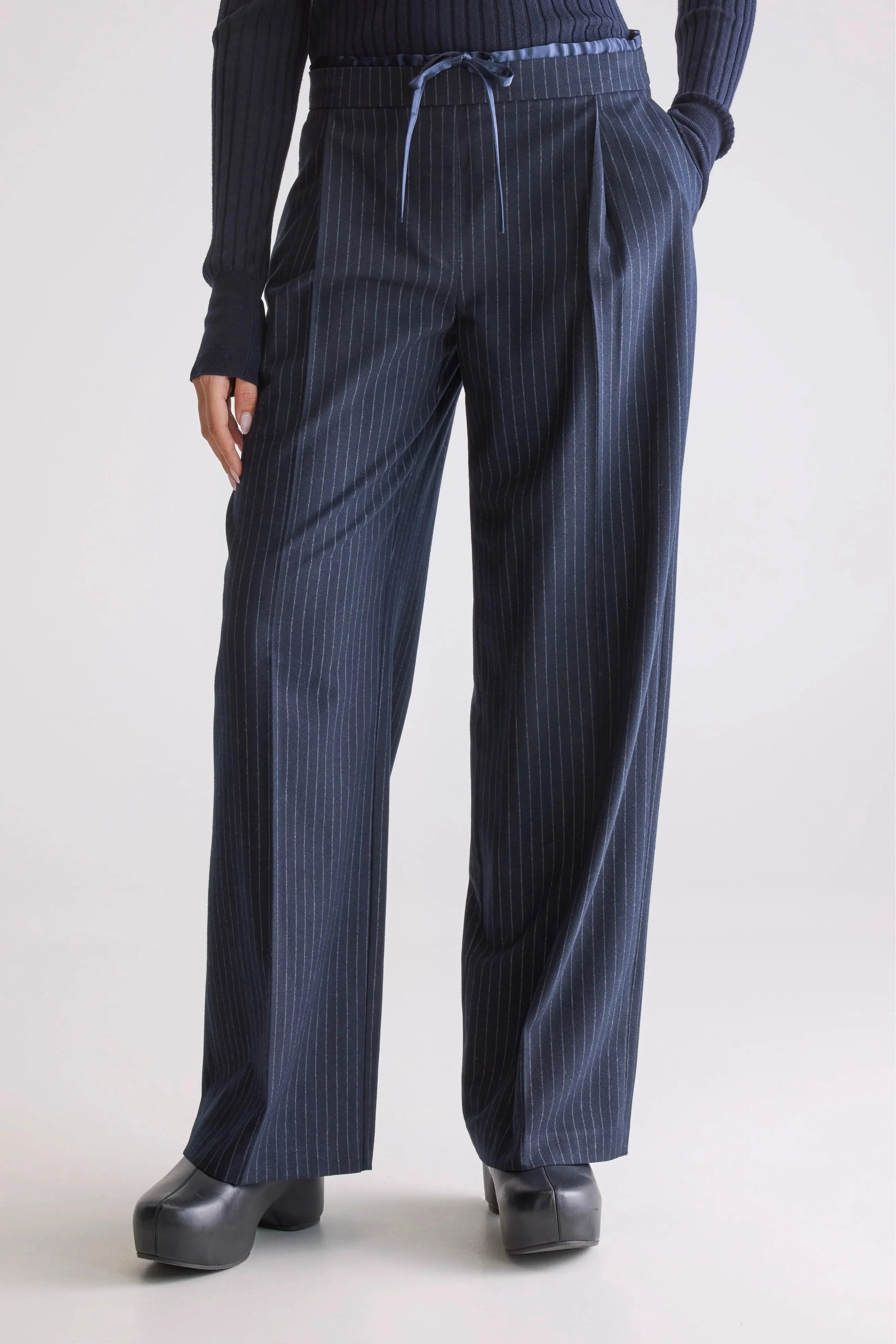 Bellerose Turin Stripe Trousers Stylish Waistband Flexible Design