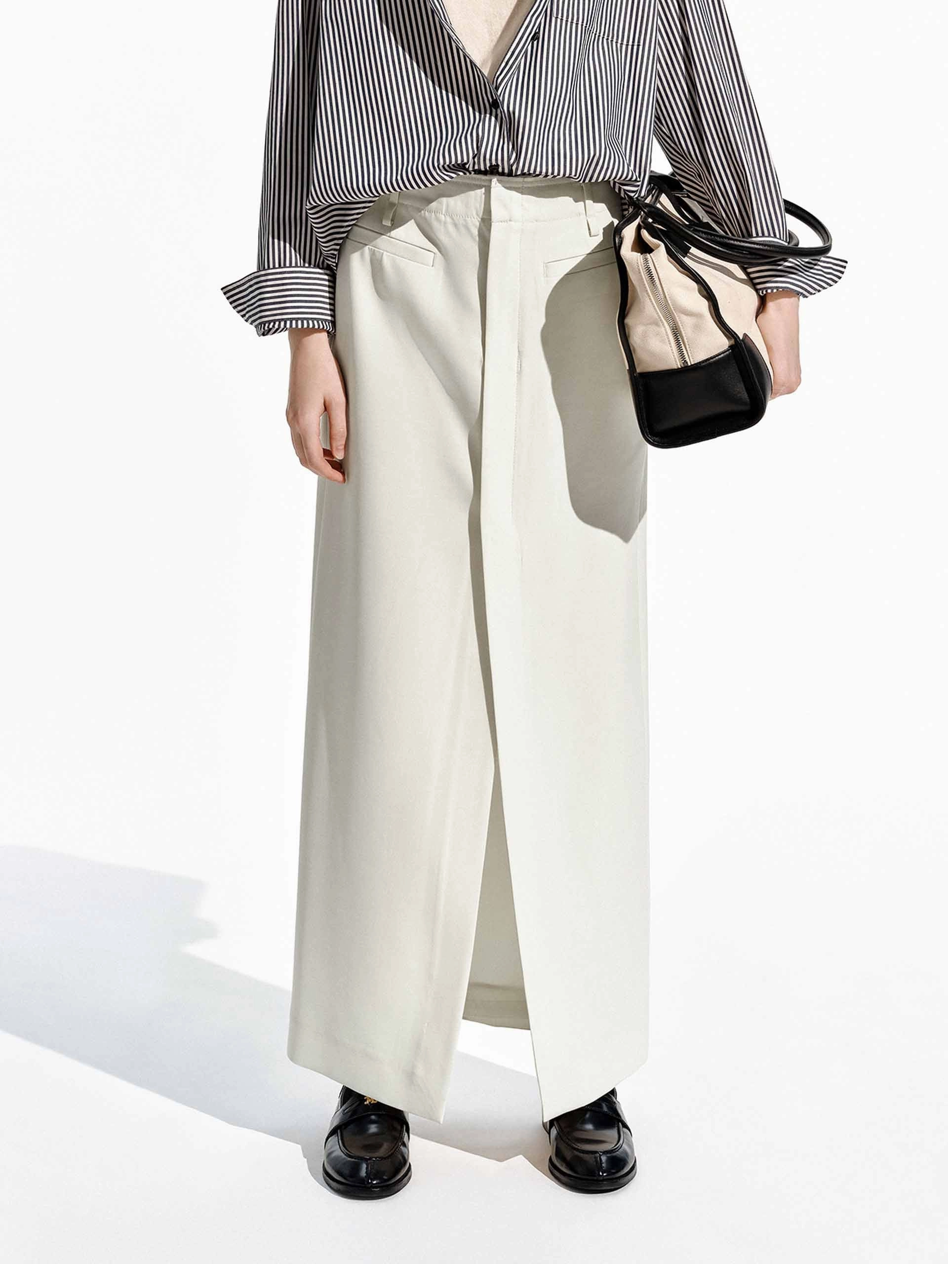 Sophisticated Casual Belted Front Slit Skirt