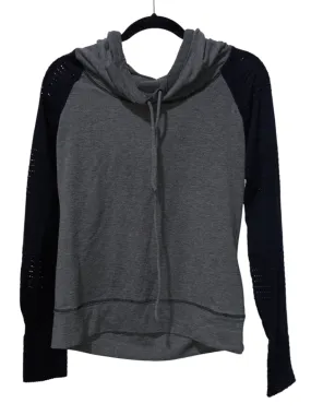 Black & Grey Athletic Jacket Athleta, Size S Hollow Fiber Fill Adjustable Hood Feature