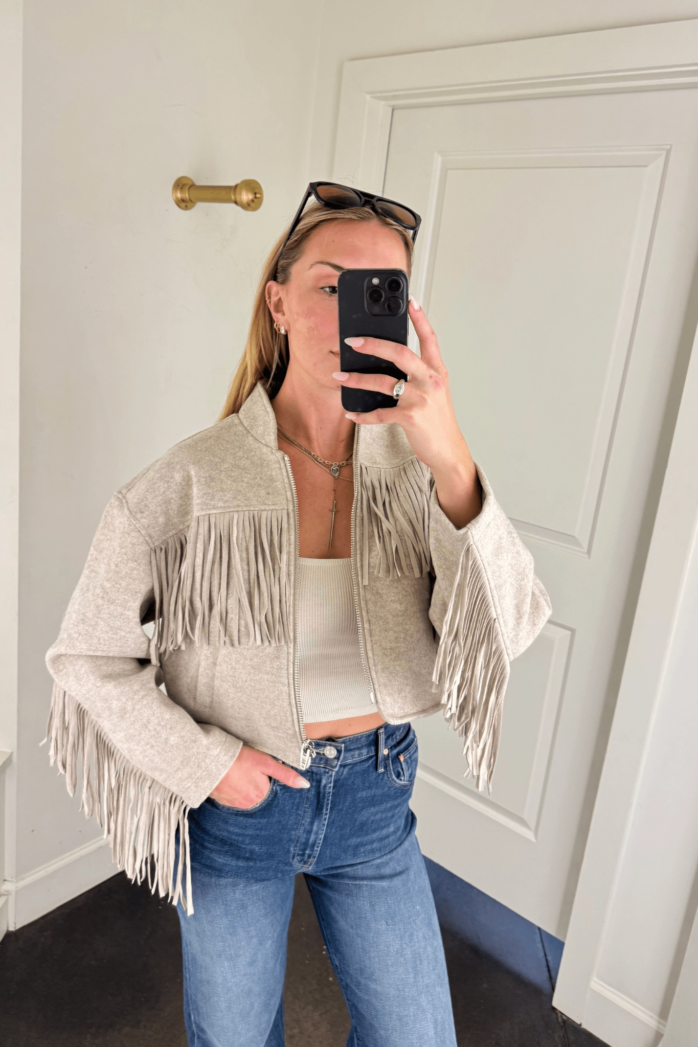 clean design BLANK NYC | Own It Fringe Jacket