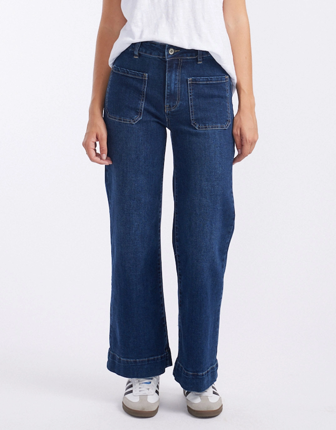 Bobbi 7/8 Denim Jeans - Mid Wash No Gap Waist Design