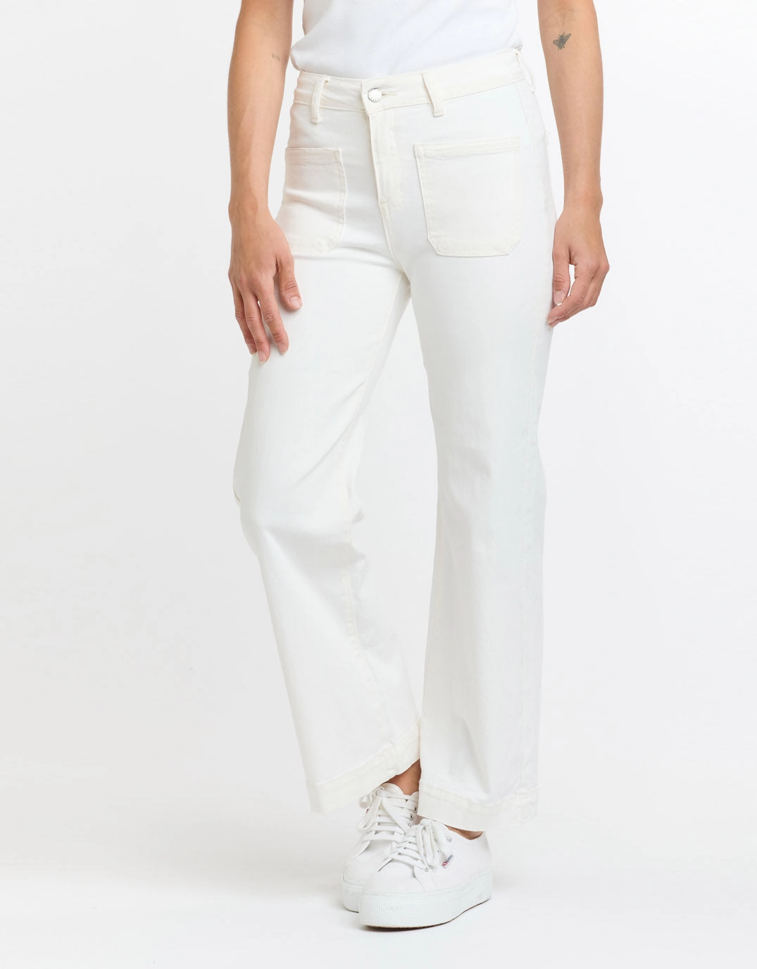Casual Friday Elegant Casual Effortless Choice Bobbi 7/8 Denim Jeans - White