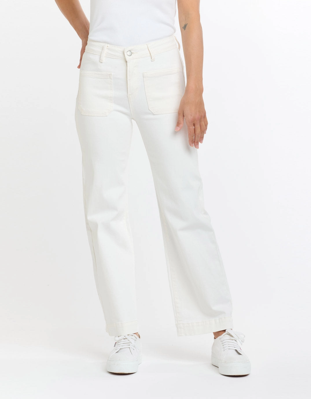 Bobbi 7/8 Denim Jeans - White Classic Office Wear Weekend Warrior Festival Outfit Smooth