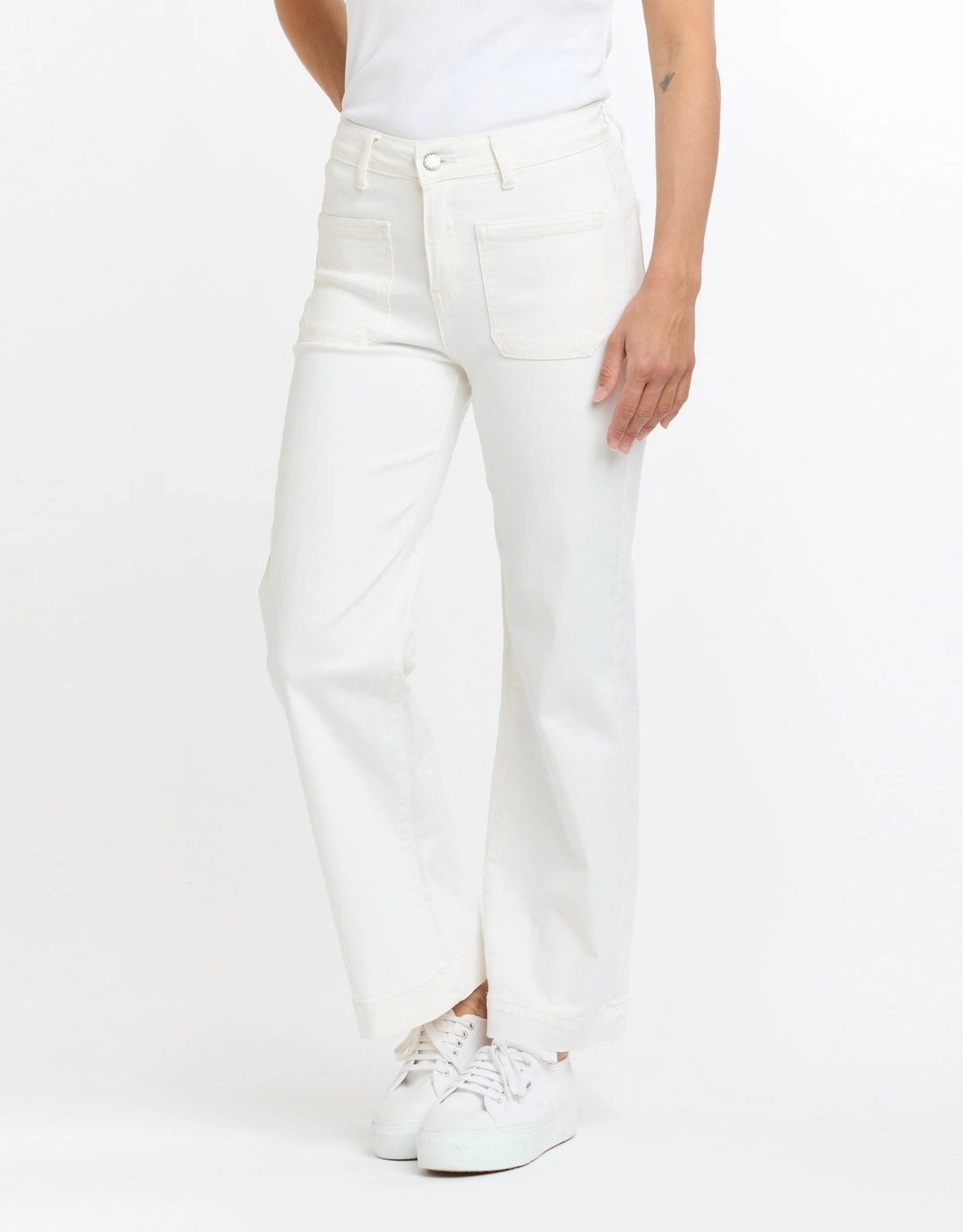 Bobbi 7/8 Denim Jeans - White Classic Casual Organic Cotton