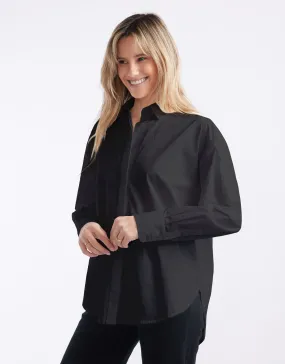 Corporate Wear Oversized Scoop Hem Shirt - Black