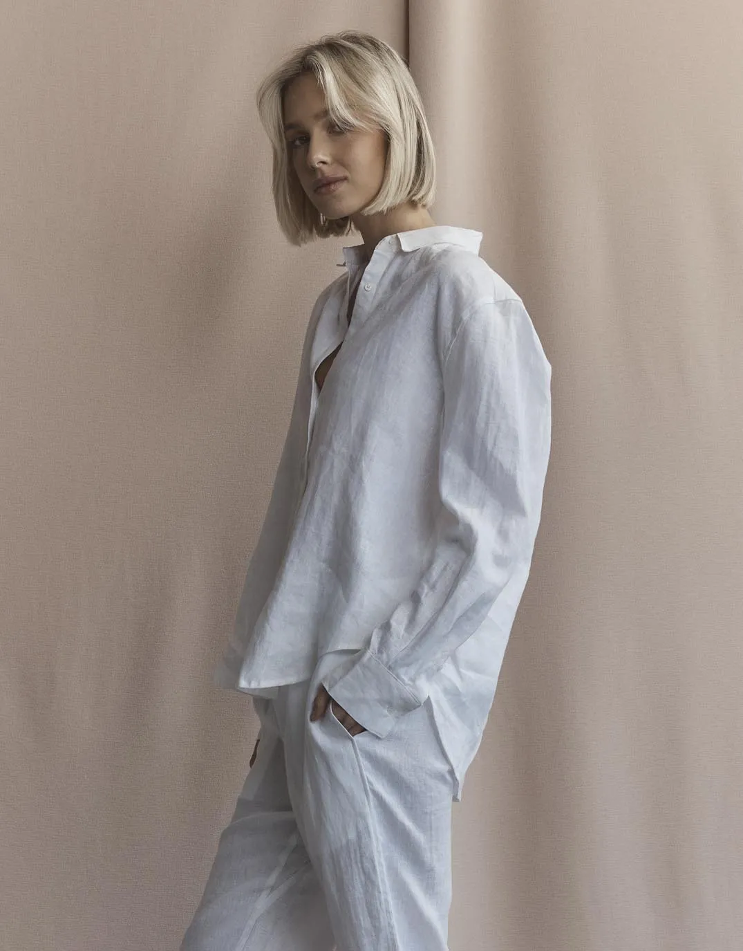 Katie Linen Shirt - White Ultra Soft Interior