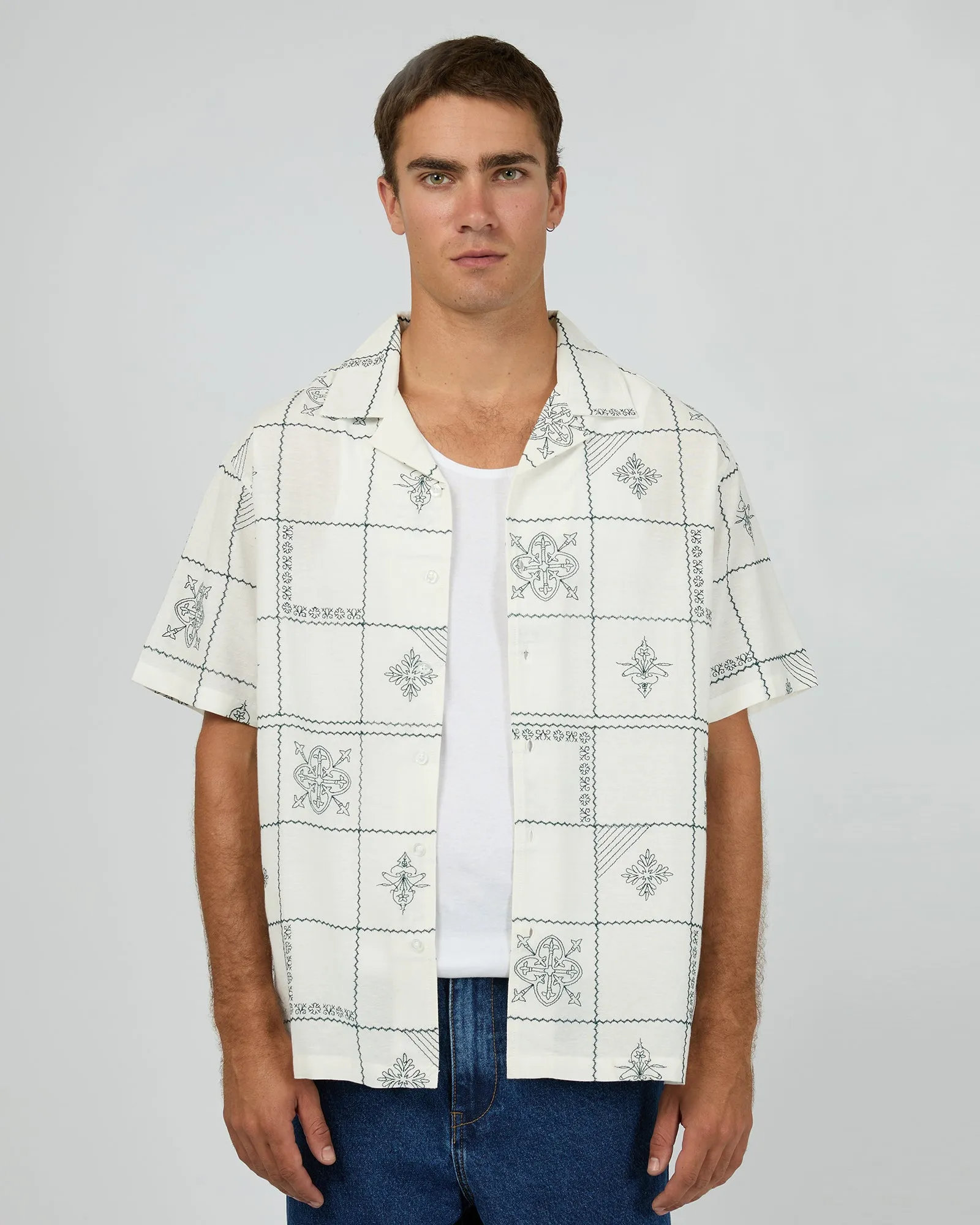 color block Icon SS Shirt White