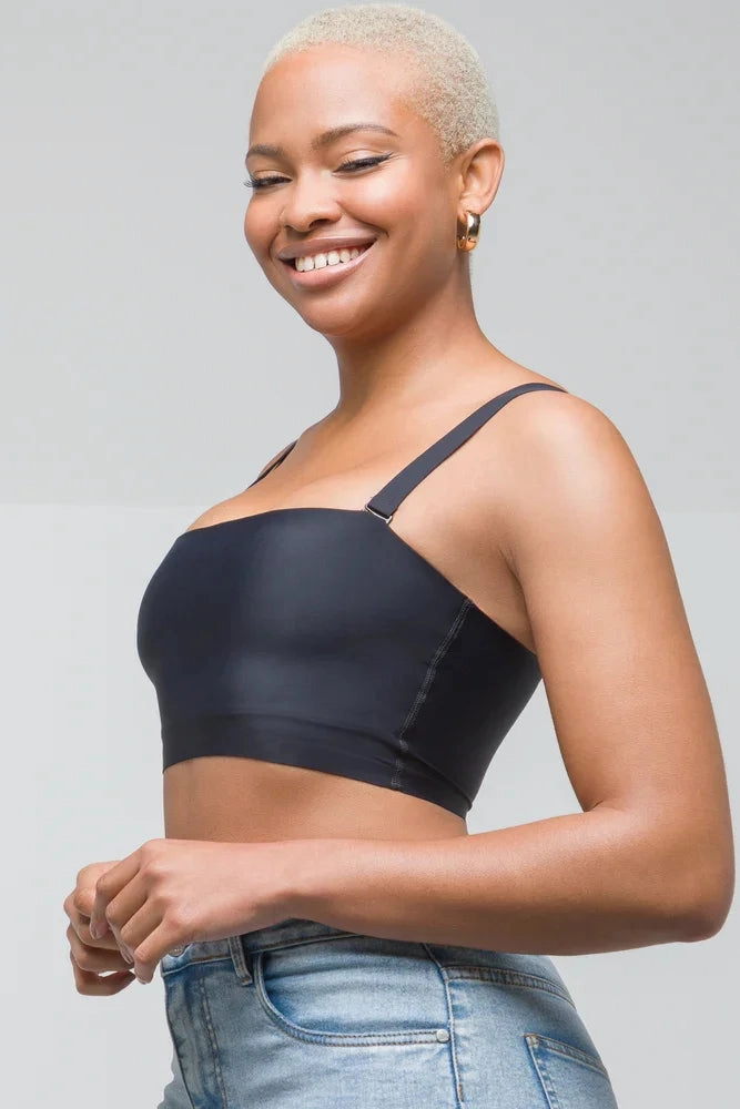 High Neck Bonded Bandeau Black