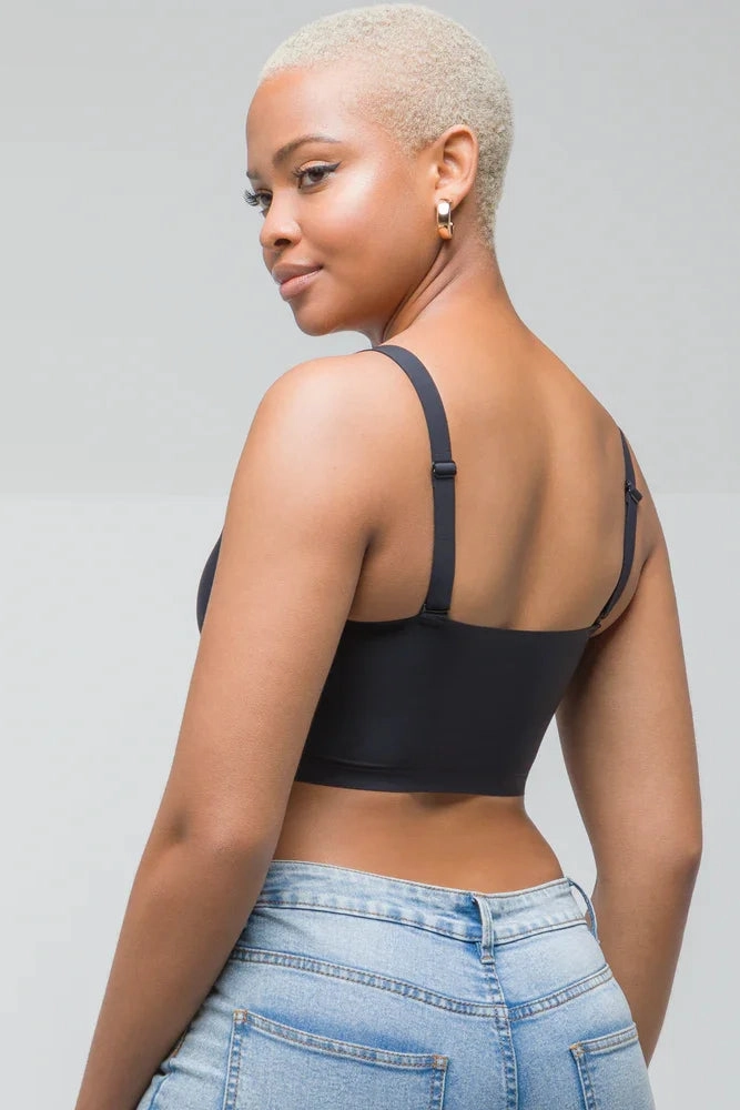 Elegant sports apparel Square Neck Bonded Bandeau Black