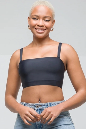 Pilates outfit Fitness club attendees Bonded Bandeau Black