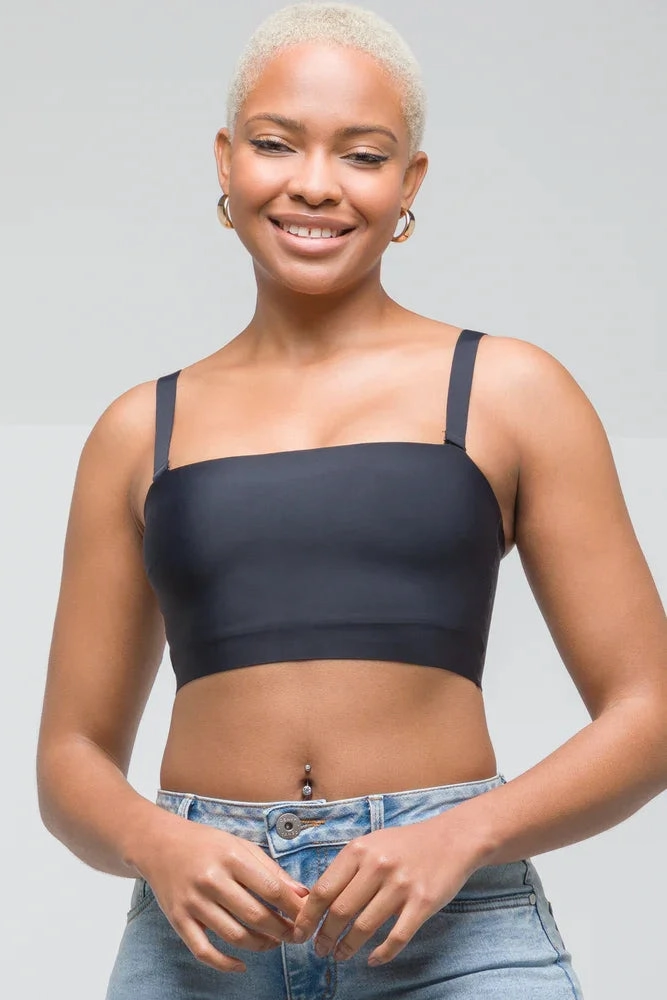 Comfortable Strap Secure Structure Bonded Bandeau Black