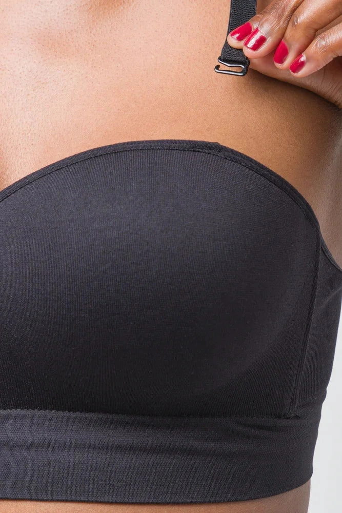 Large seams Flexible Material Bonded Bralette Black
