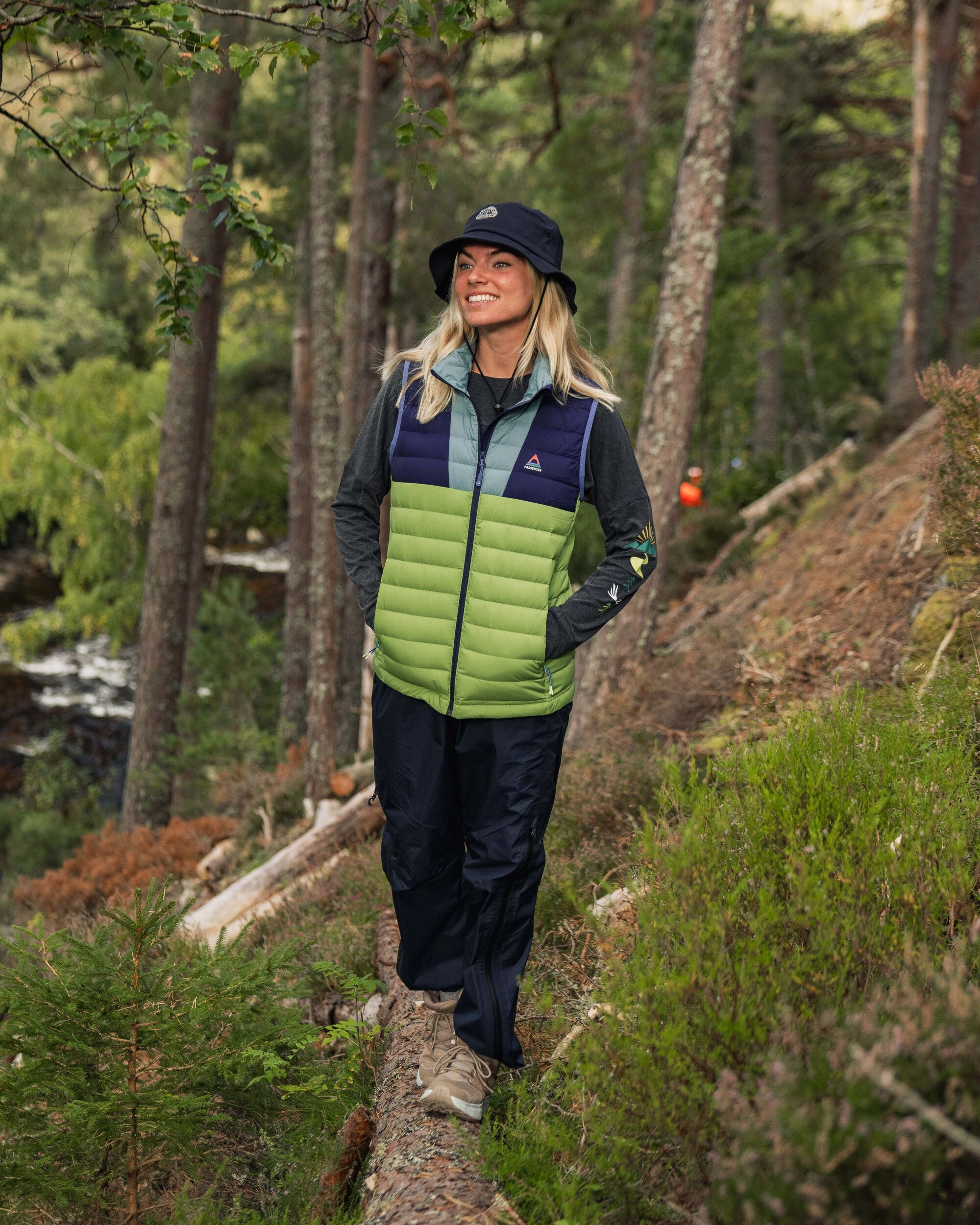 Northstar Down Recycled Gilet -  Rich Navy/Pear Green/Arctic UltraQuietMaterial