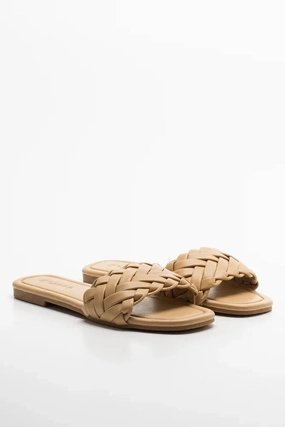 Cushioned Comfort Low Profile Silhouette Braided Mule Sandal Natural