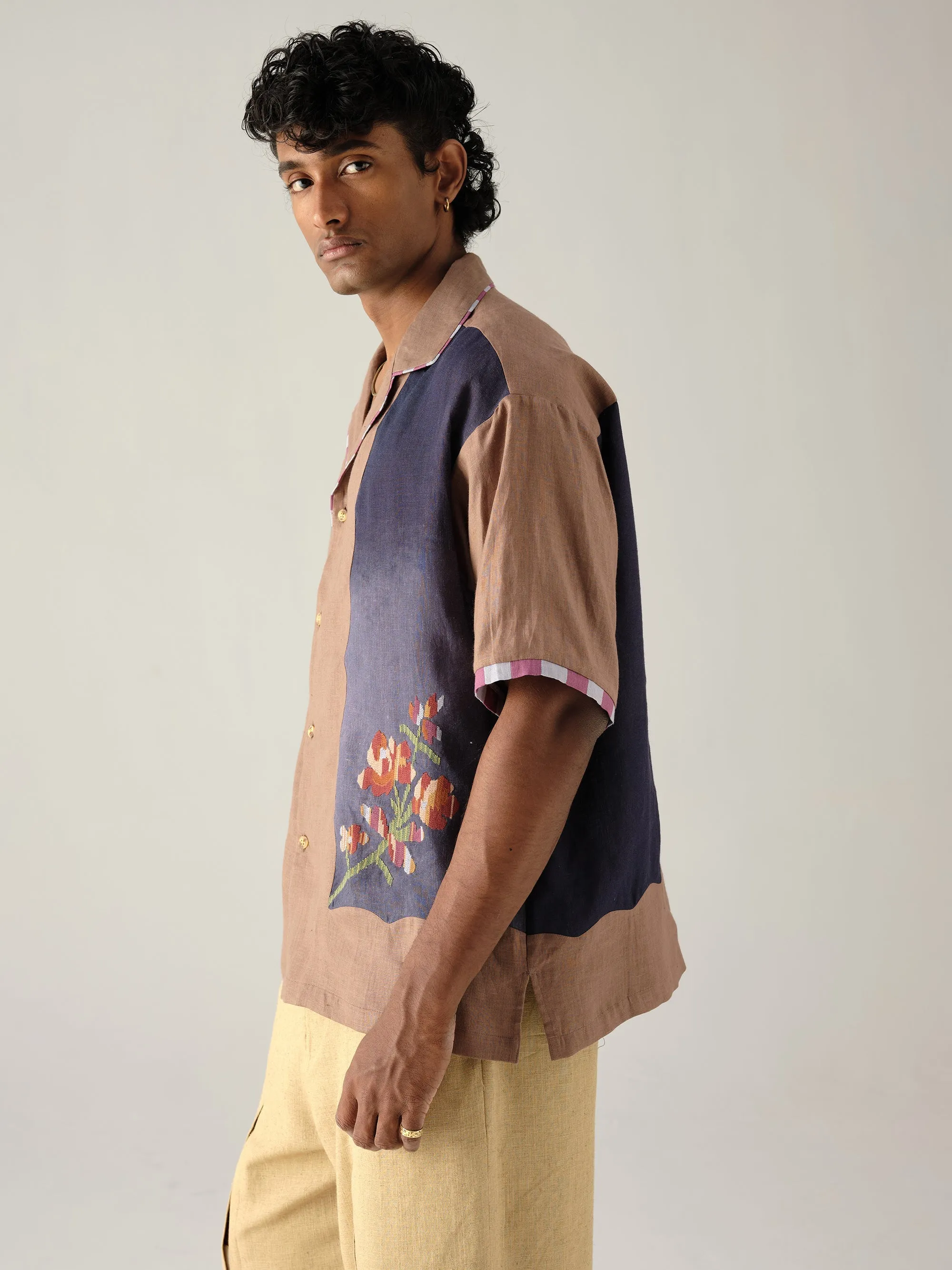 Sheer Panel Camp Shirt