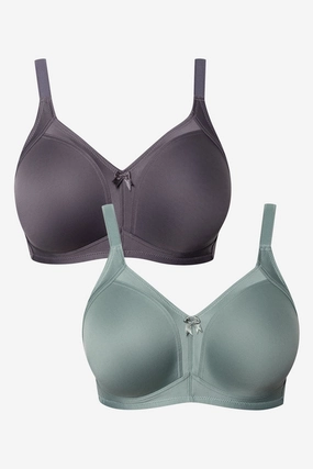 2 Pack Smooth Non Padded Wirefree Bra Grey And Green Comfort during sports