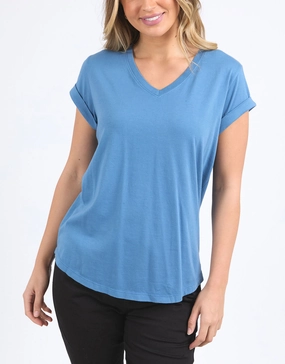 Elegant and Relaxed Versatile Fit Manly Vee Tee - Coronet Blue