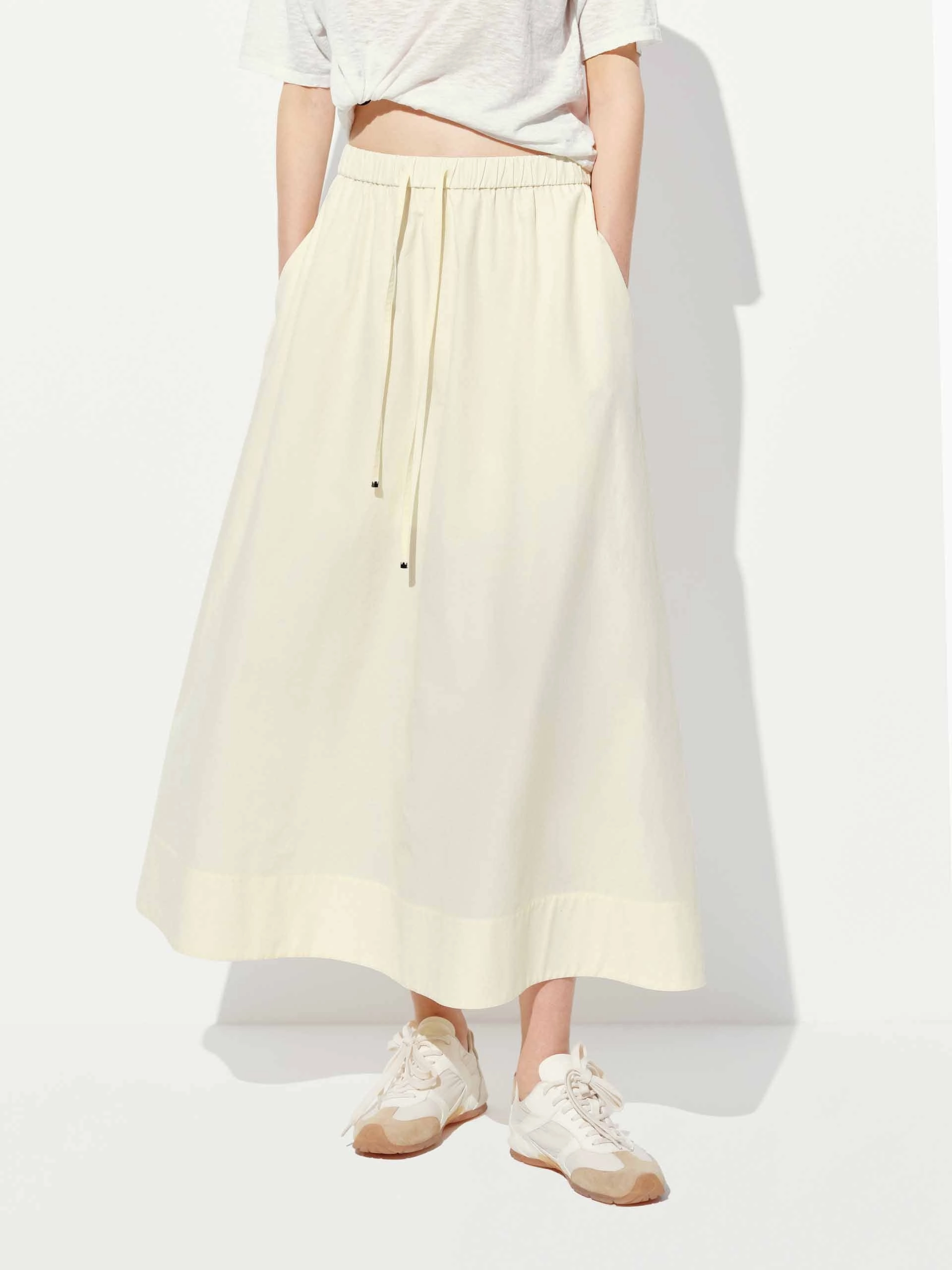 Laidback Mood Bold Accent Elasticated Waistband Midi Skirt