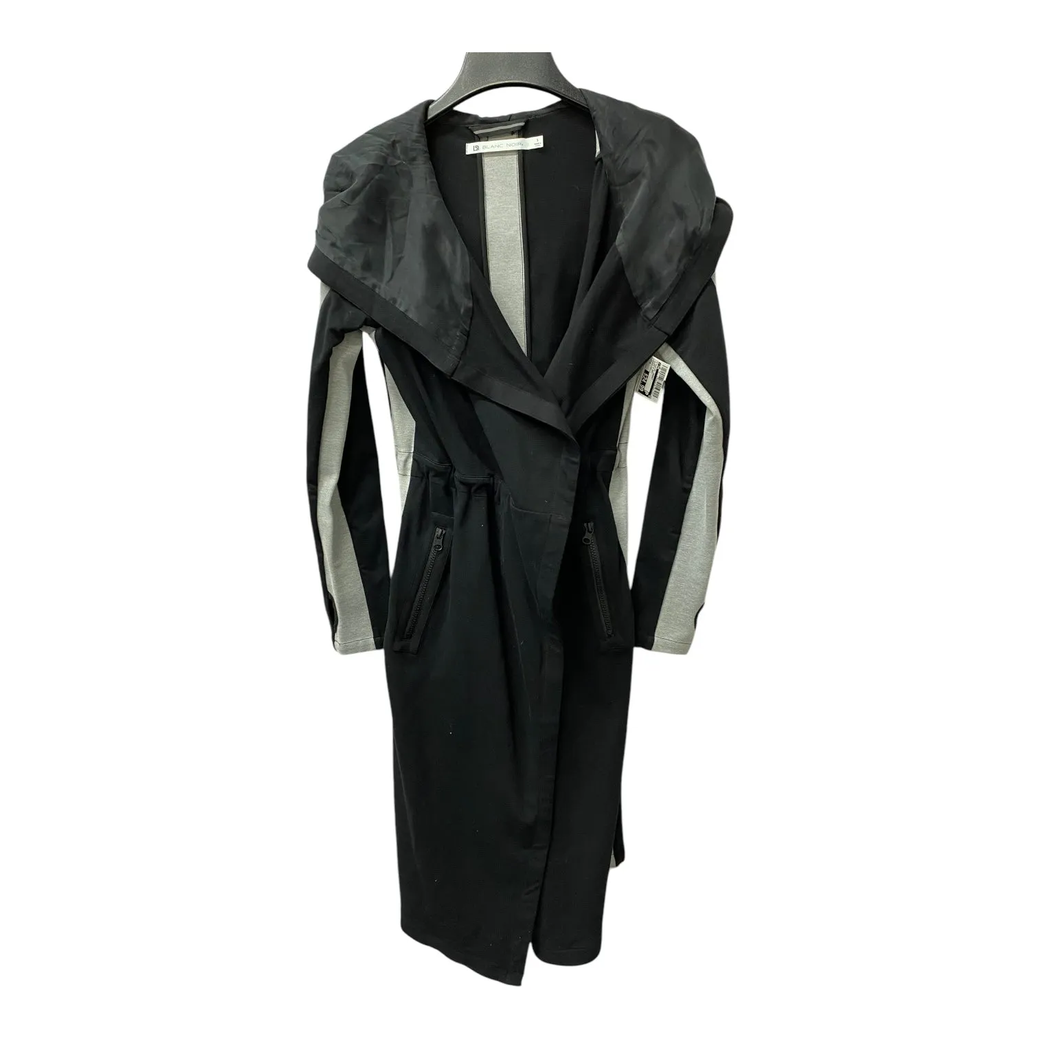 Athletic Jacket By Blanc Noir In Black & Grey, Size:S Noise Reduced Fabrics