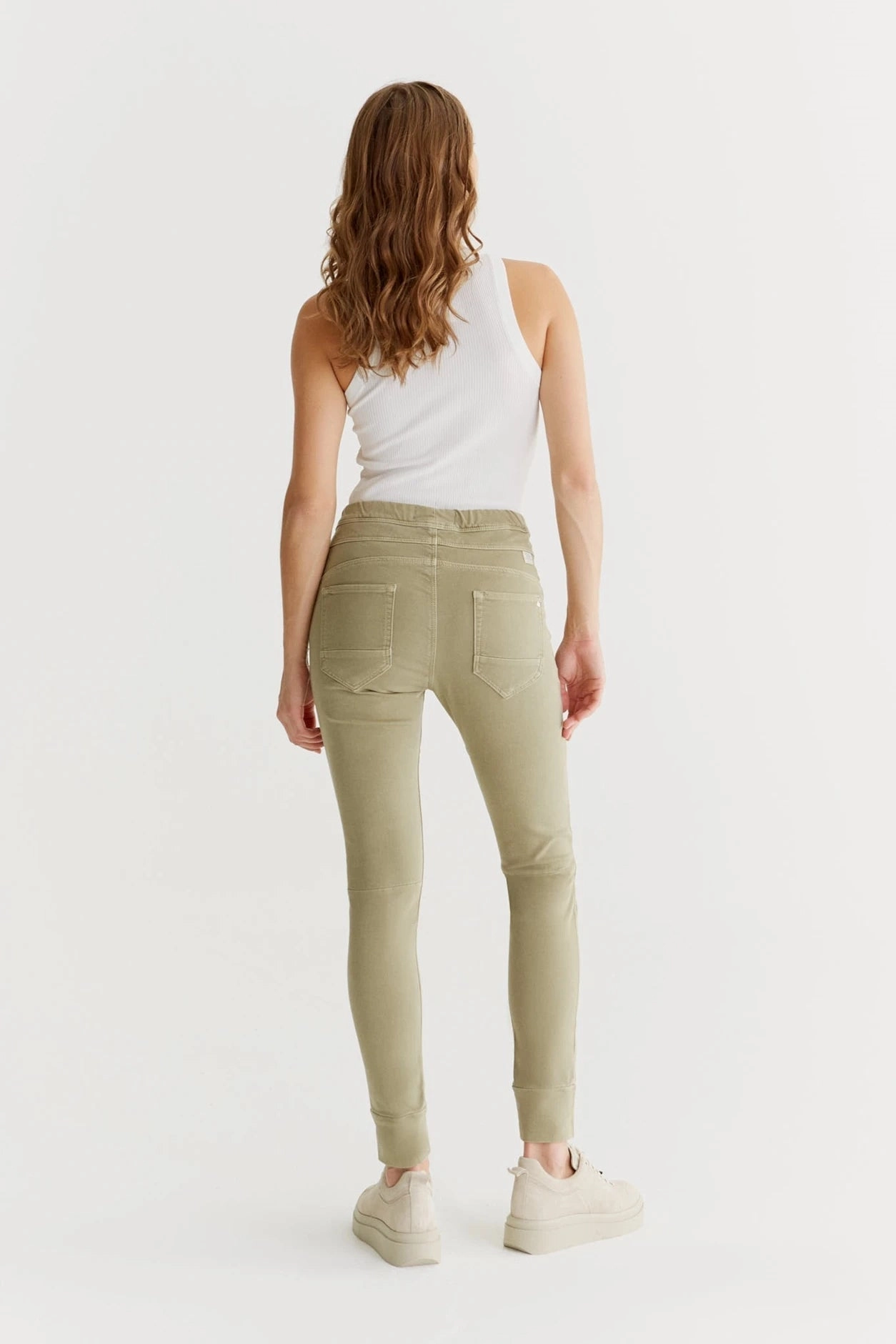 Tight Waist Mila  Slim Jogger Pant - Light Khaki - 27" Inseam L01