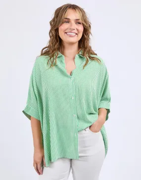 Luna Shirt - Spring Green/Marshmallow Stripe Unique Design