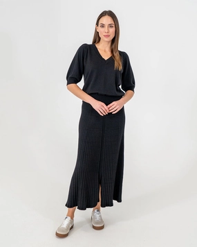 Callie Knit Skirt - Black Crisp Finish