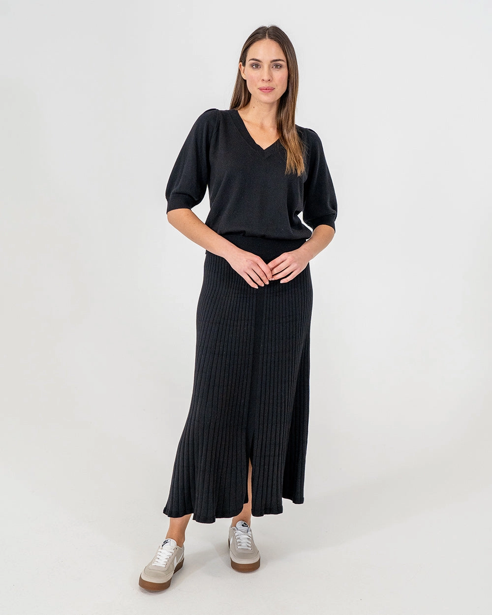Callie Knit Skirt - Black Crisp Finish