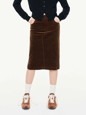 ribbed texture Effortless Feel Straight Cut Corduroy Skirt
