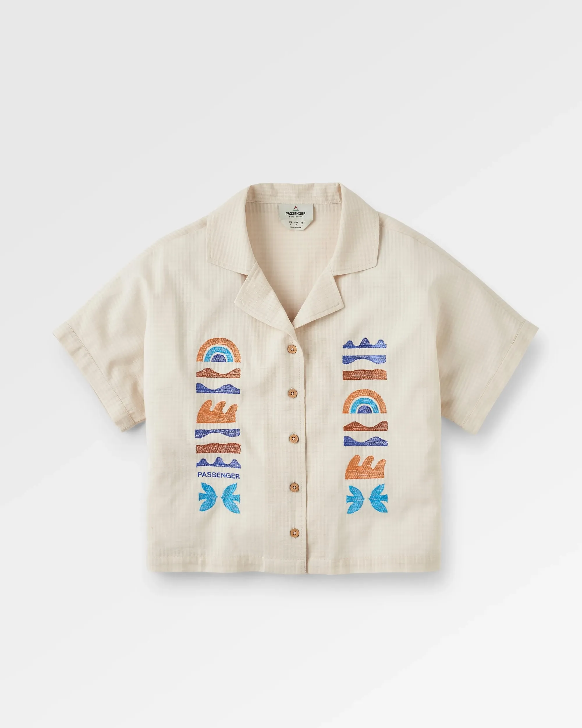 Versatile Look Soft Texture Arden Organic Cotton Short Sleeve Shirt - Vintage White