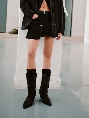 Cargo Pocket Mini Skirt Semi Sheer
